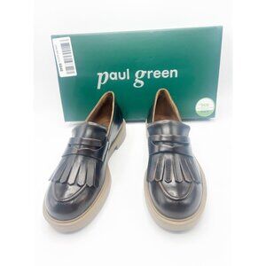 NIB Paul Green Stacy FLT Bark Brushed Leather Loafers 6